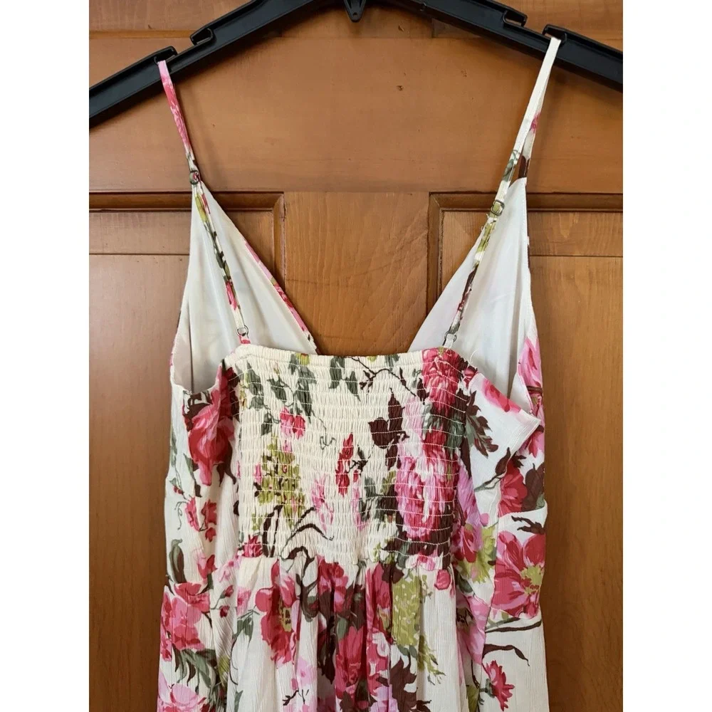 Women's Abercrombie & Fitch Floral Pink Maxi Dress Size Small V-Neck